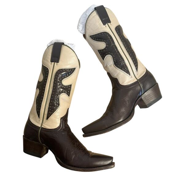 Frye Vintage Daisy Dukes Brown Leather Pointed Toe Cowgirl Boots Size 7.5 - Picture 10 of 10